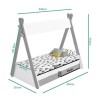 Arlo Grey and White Teepee Bed Frame with Pull Out Storage Drawers