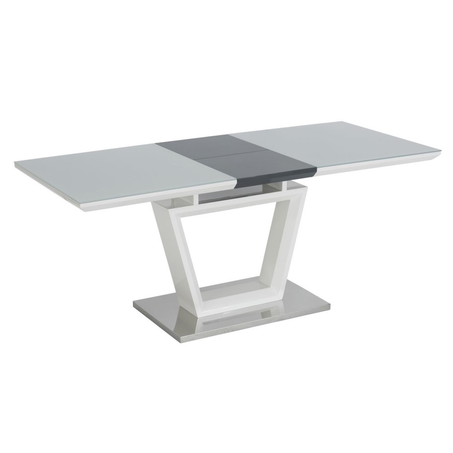 Arlington High Gloss White Extendable Dining Table with Grey Base - seats 4-6