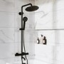 Black 3 Outlet Thermostatic Mixer Shower Set with Bath Filler Spout & Hand Shower - Arissa