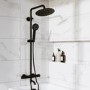 Black Round Thermostatic Mixer Shower Set with Bath Filler Spout - Arissa