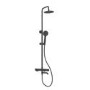 Black Round Thermostatic Mixer Shower Set with Bath Filler Spout - Arissa