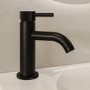 Matt Black Fluted Cloakroom Mono Basin Mixer Tap with Waste - Arissa