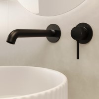 Matt Black Fluted Wall Mounted Basin Mixer Tap - Arissa