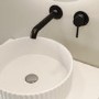 Matt Black Fluted Wall Mounted Basin Mixer Tap - Arissa