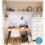 Industrial Office Desk with Solid Mango Wood Herringbone Top - Arno