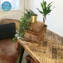 Industrial Office Desk with Solid Mango Wood Herringbone Top - Arno