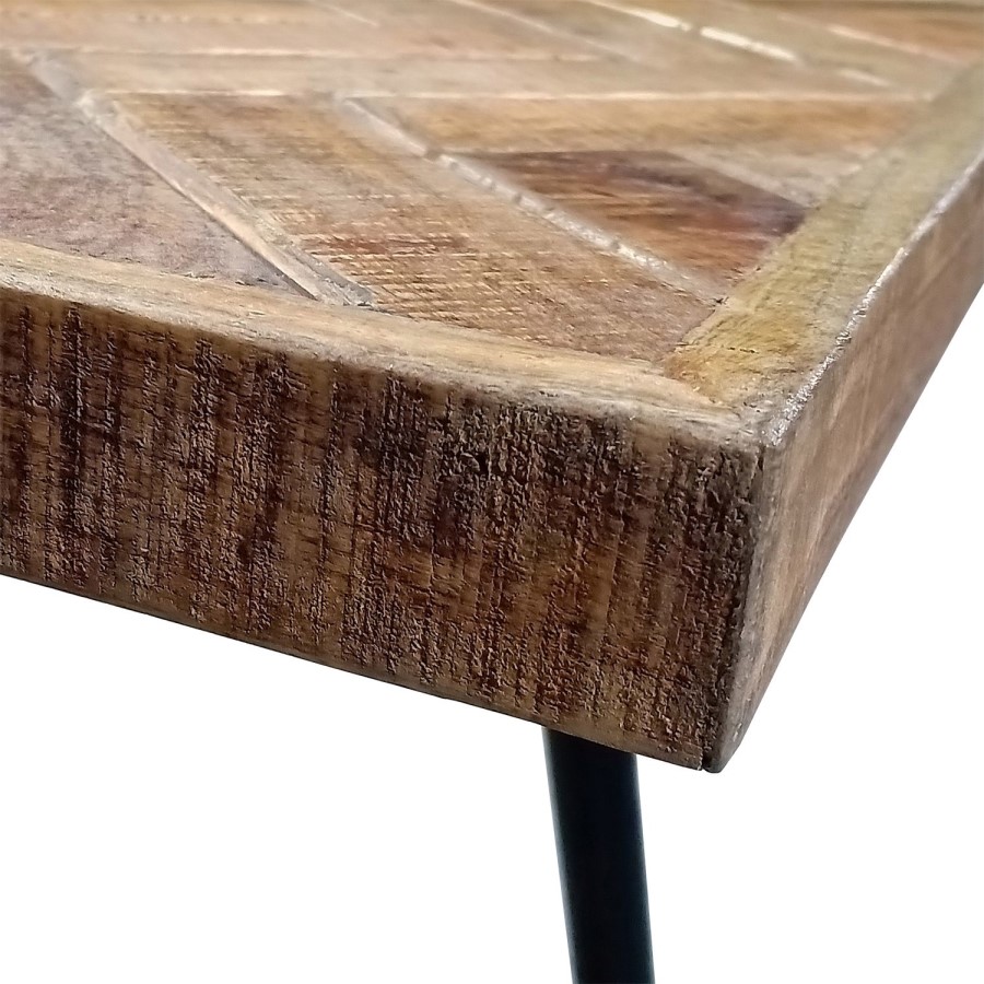Herringbone Dining Table in Solid Mango Wood - Seats 6 - Arno