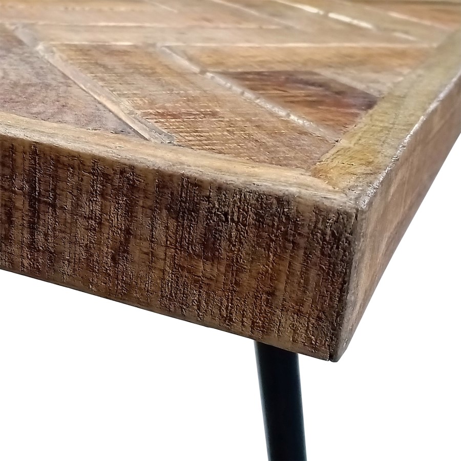 Large Herringbone Mango Wood Dining Bench - Seats 2 - Arno