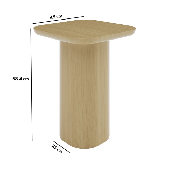 Large Square Wooden Pedestal Side Table - Ari