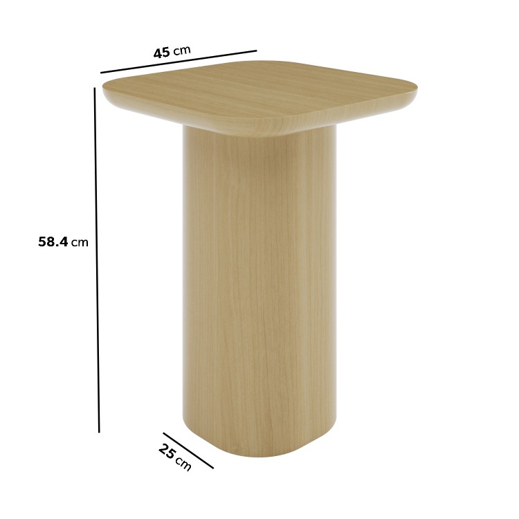 Large Square Wooden Pedestal Side Table - Ari