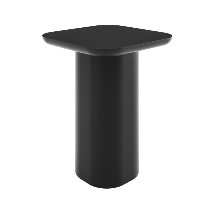 Large Black Square Wooden Pedestal Side Table - Ari