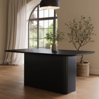 Large Black Wooden Pedestal Dining Table - Seats 6 - Ari Large Black Wooden Pedestal Dining Table - Seats 6 - Ari