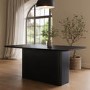 Large Black Wooden Pedestal Dining Table - Seats 6 - Ari