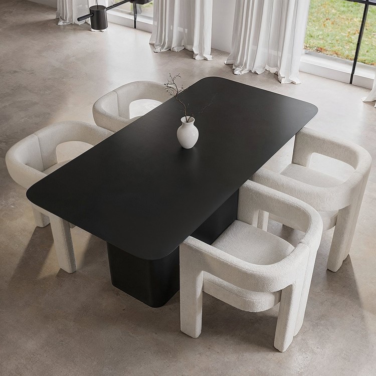 GRADE A1 - Large Black Wooden Dining Table - Seats 6 - Ari