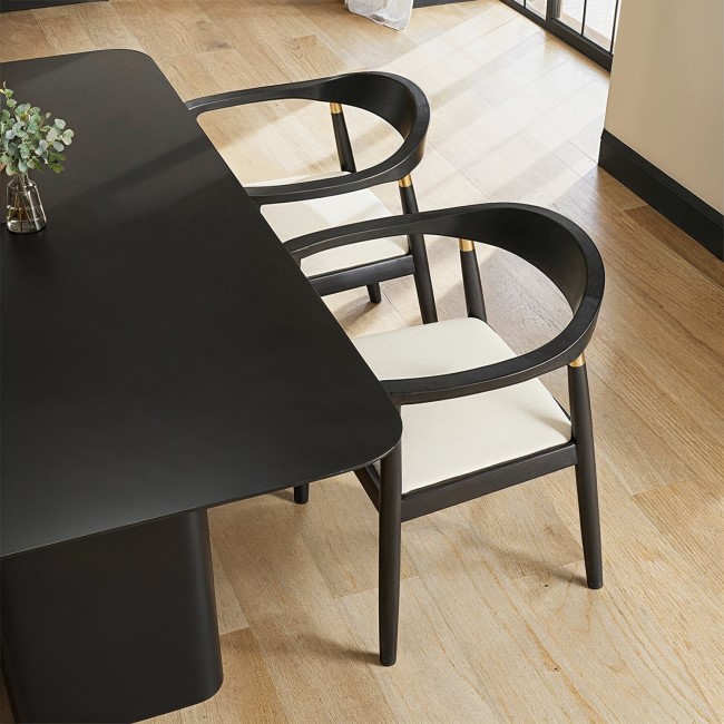 ALMOST PERFECT - Large Black Wooden Dining Table - Seats 6 - Ari