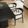 Large Black Wooden Pedestal Dining Table - Seats 6 - Ari