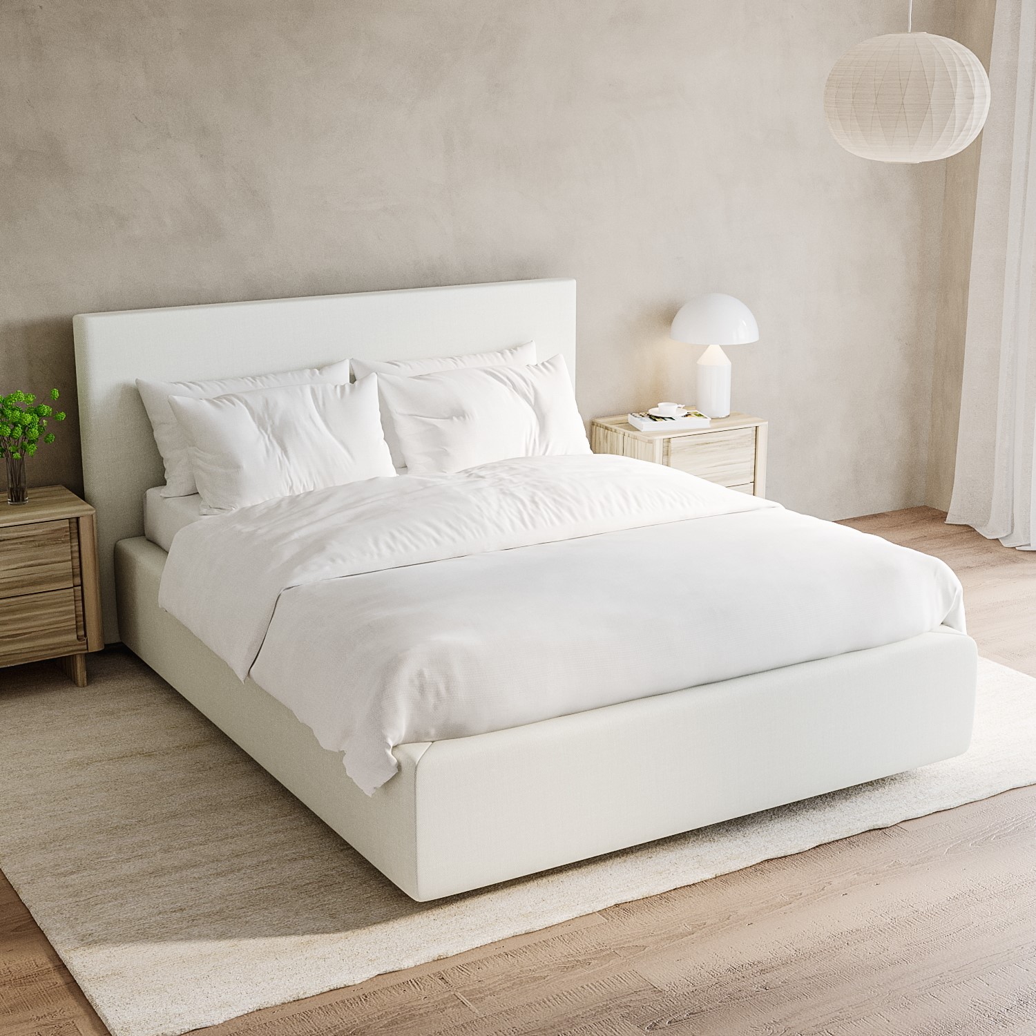 Photo of Cloud bed frame in white with ottoman storage - double - aries