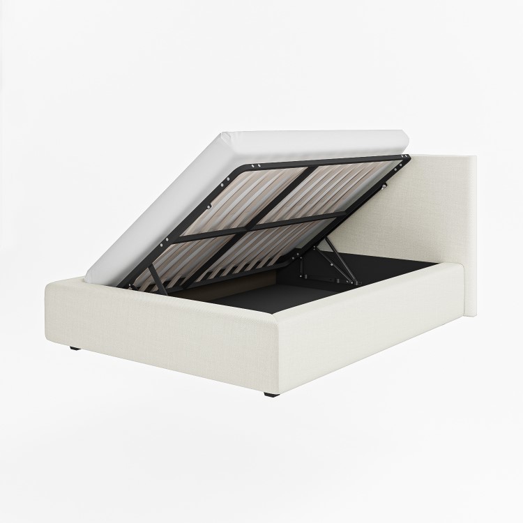 Cloud Bed Frame in White with Ottoman Storage - Double - Aries