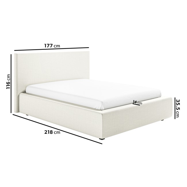 Cloud Bed Frame in White with Ottoman Storage - Double - Aries