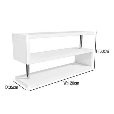 GRADE A1 - Artemis White High Gloss Geometric TV Stand