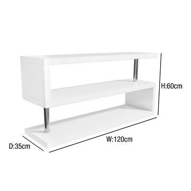 GRADE A1 - Artemis White High Gloss Geometric TV Stand