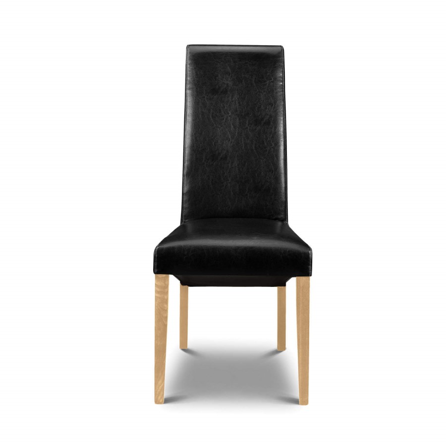 Julian Bowen Artemis Chair in Black Faux Leather with Oak Legs