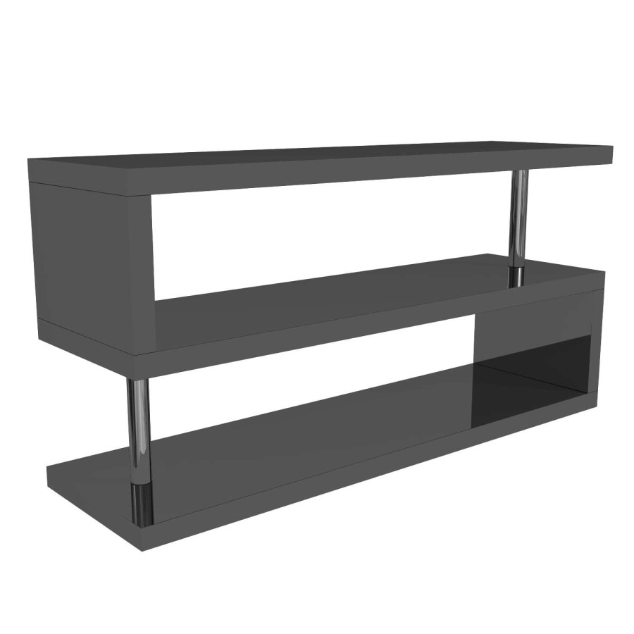 GRADE A1 - Artemis Large Grey High Gloss Geometric TV Unit Stand