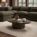 ARZ002 Large Brown Marble Effect Oval Coffee Table - Arrezzo