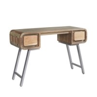 Aspen Solid Wood Desk with Retro Finish - Industrial Style