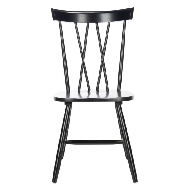 Set of 2 Black Wooden Cross Back Dining Chairs - Asha