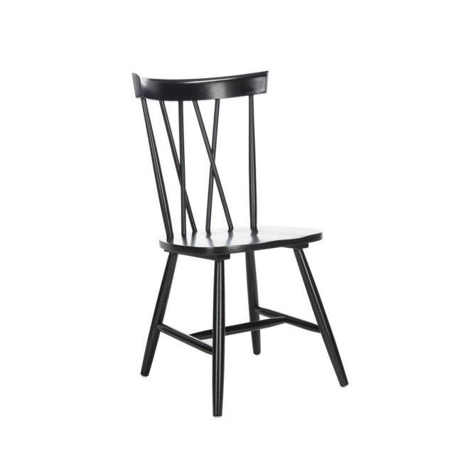 Set of 2 Black Wooden Cross Back Dining Chairs - Asha