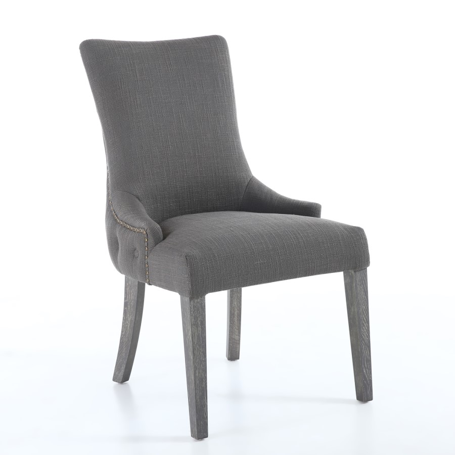 Ashley Pair of Grey Dining Chairs with Stud and Button Detail