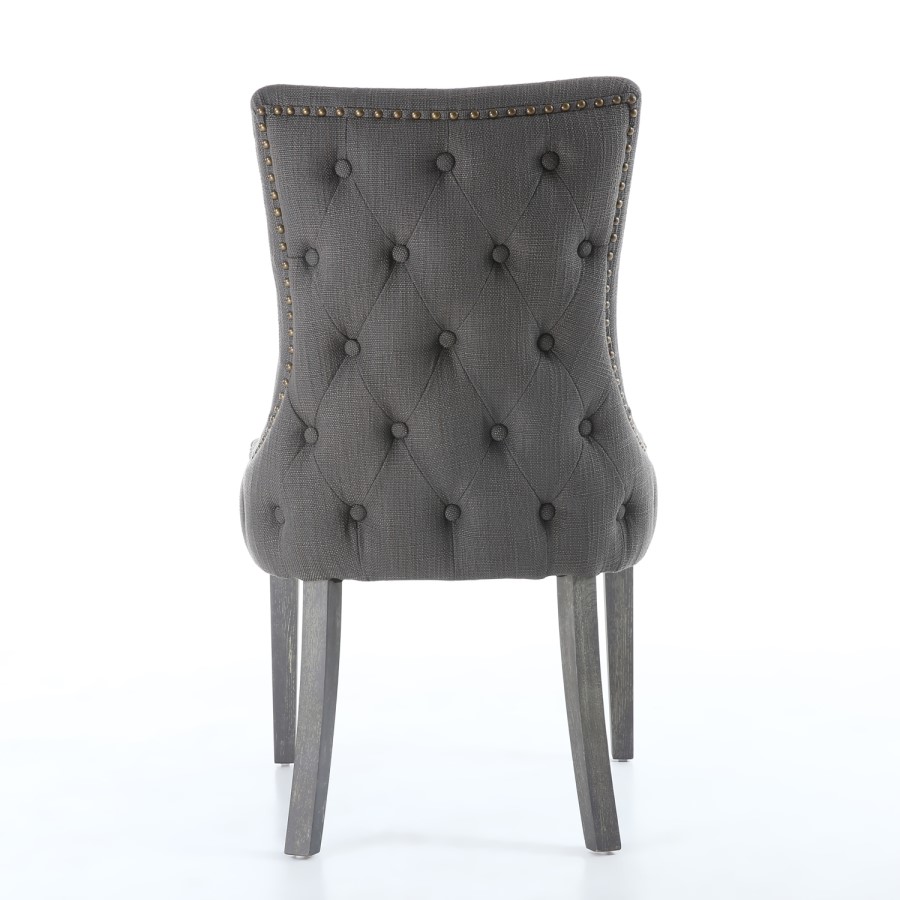 Ashley Pair of Grey Dining Chairs with Stud and Button Detail