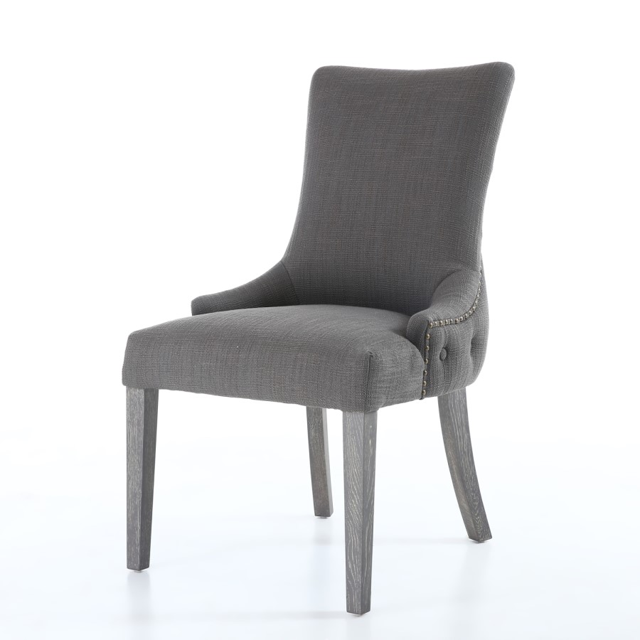 Ashley Pair of Grey Dining Chairs with Stud and Button Detail