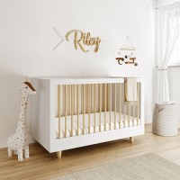 GRADE A2 - White Scandi Pine Wood Convertible Cot Bed - Astelle