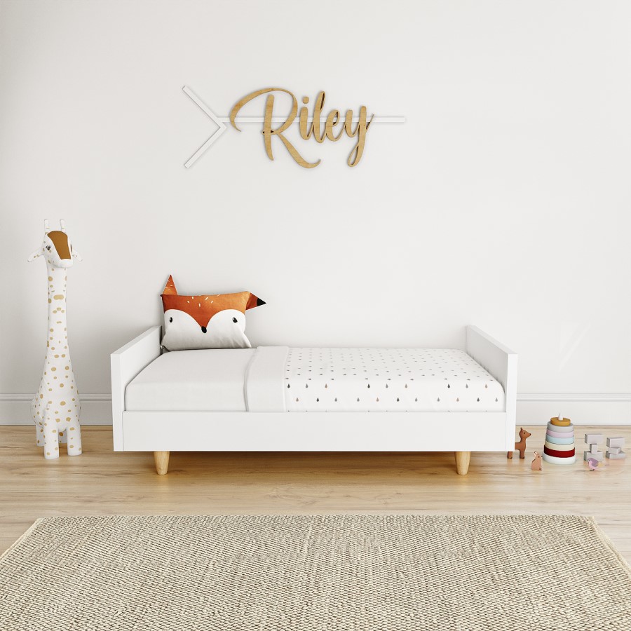 GRADE A2 - White Scandi Pine Wood Convertible Cot Bed - Astelle