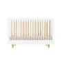 GRADE A1 - White Cot Bed with Pine Detail and 3 Adjustable Heights - Astelle