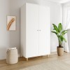 Nursery Wardrobe with Shelves in White and Pine - Astelle