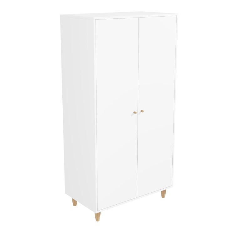 ONLY OPENED - White Scandi Pine Wood Nursery Wardrobe - Astelle