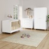 Nursery Wardrobe with Shelves in White and Pine - Astelle