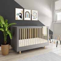 Grey Scandi Pine Wood Convertible Cot Bed - Astelle