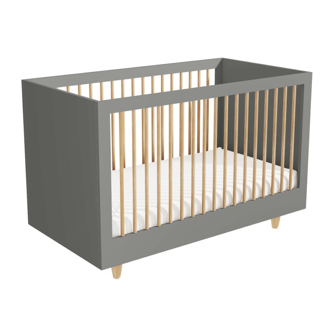 Grey Scandi Pine Wood Convertible Cot Bed - Astelle