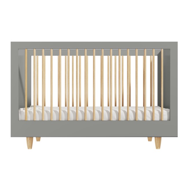 Grey Scandi Pine Wood Convertible Cot Bed - Astelle