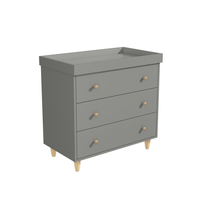 Grey Scandi Pine Wood Changing Unit with 3 Drawers - Astelle