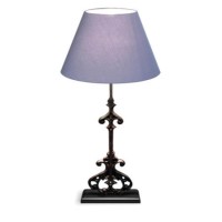 Oceans Apart French Black Iron Table Lamp With Blue Shade