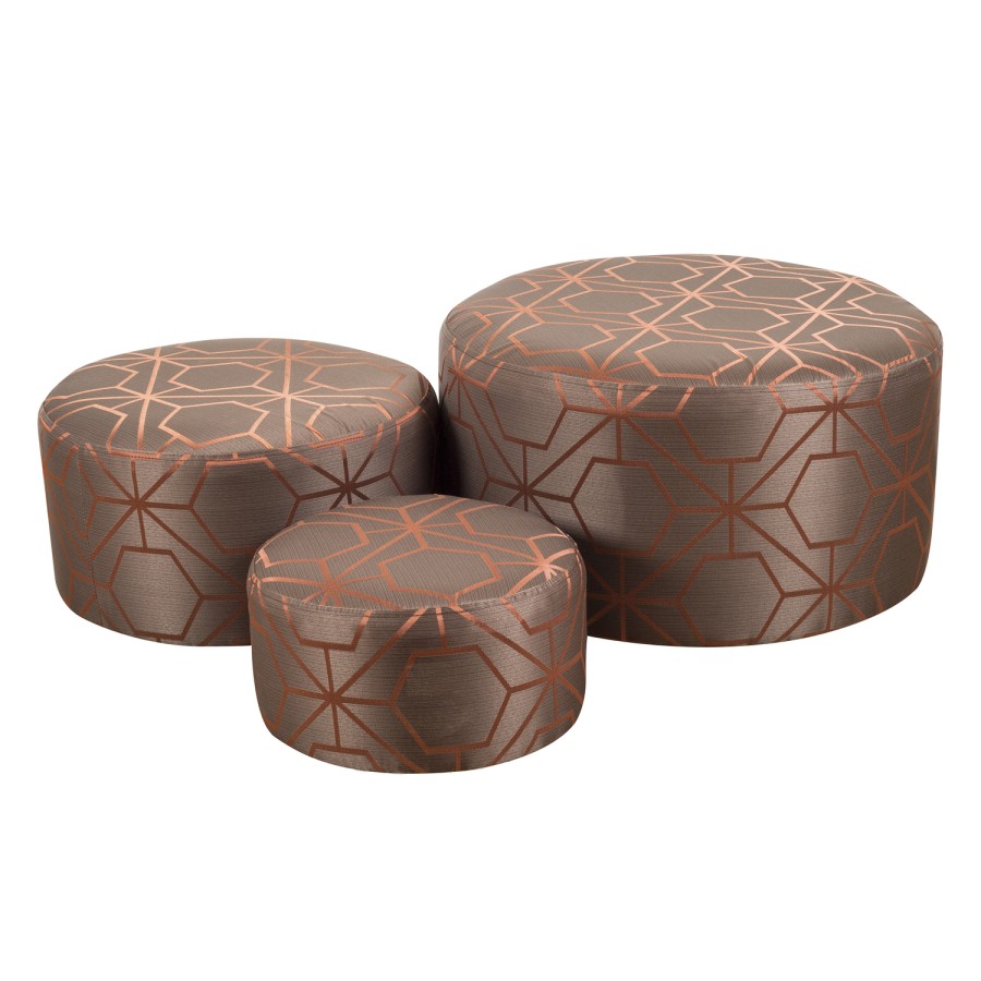 Aston Pack of 3 Brown Patterned Footstools