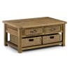 Solid Wood Coffee Table with Storage Drawers - Julian Bowen Aspen Range