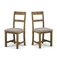 Solid Wood Pair of Dining Chairs - Julian Bowen Aspen Range with Mink Fabric Seats