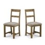 Solid Wood Pair of Dining Chairs - Julian Bowen Aspen Range with Mink Fabric Seats