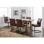 Julian Bowen Aspen Extendable Dining Table in Reclaimed Pine & 6 Brown Brooklyn Faux Leather Chairs